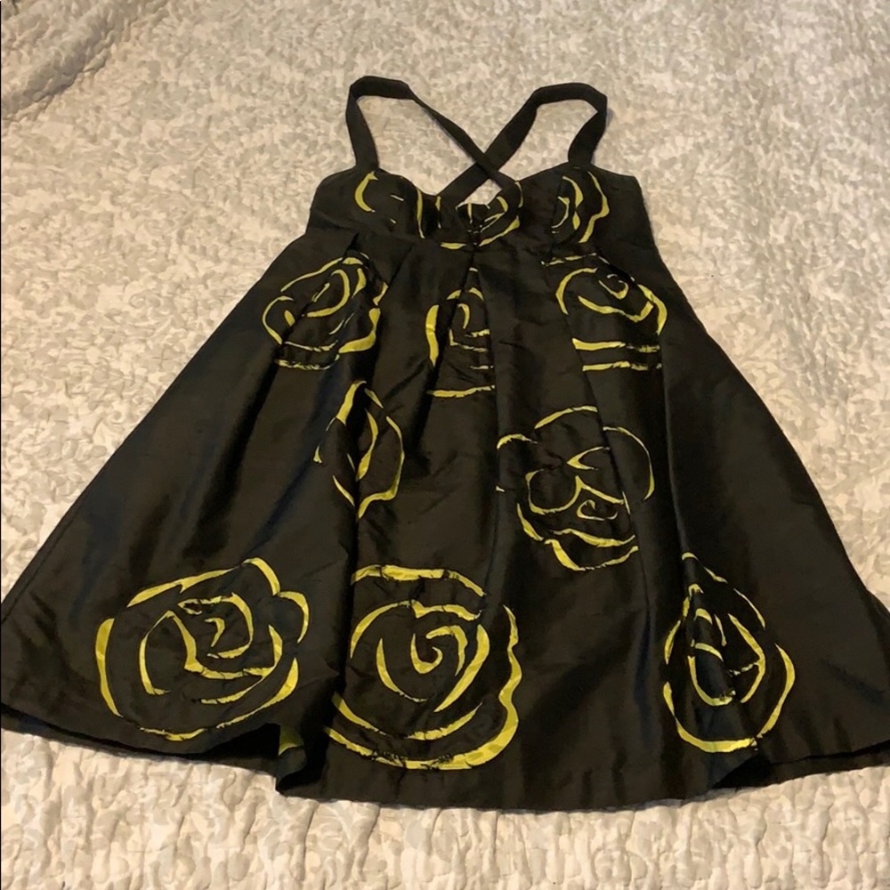 Black and green silk dress